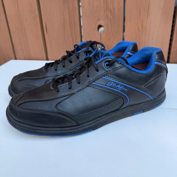 KR Strikeforce Mens Flyer Wide Black & Blue Bowling Shoes Size 11.5 - Picture 1 of 9